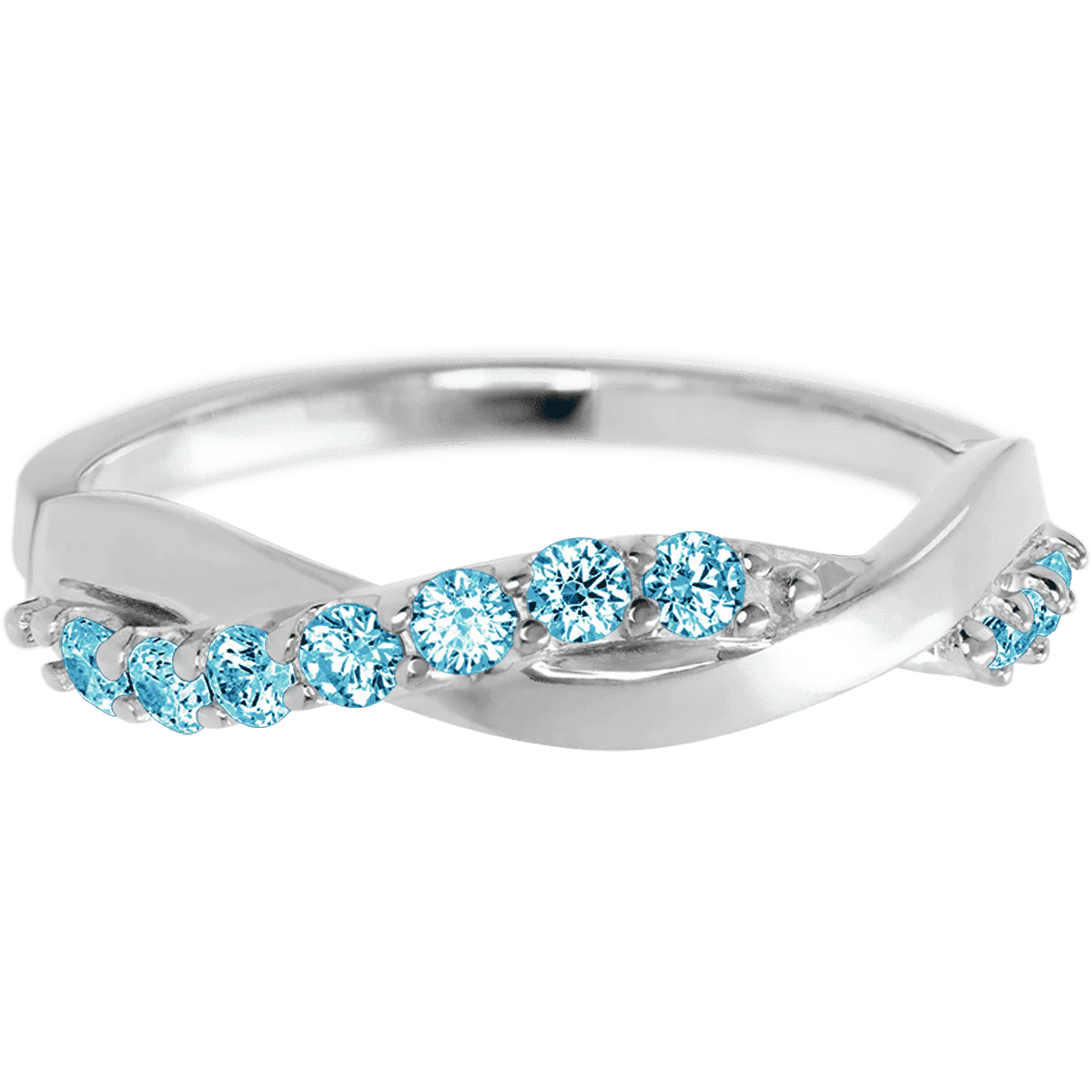 10K White Gold band with 9 Round Lab Blue Diamond having TCW-.27 - Image 2
