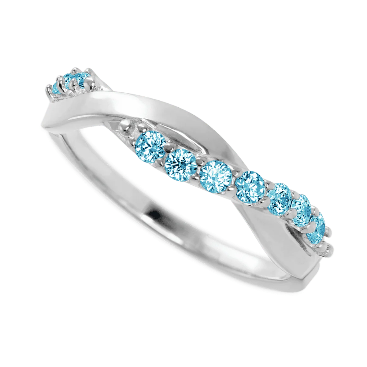 10K White Gold band with 9 Round Lab Blue Diamond having TCW-.27 - Image 3