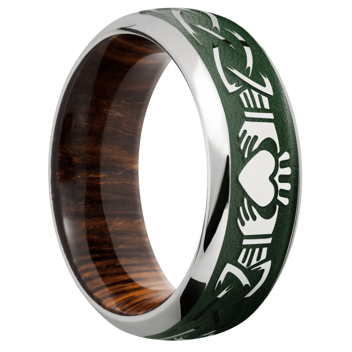 10K White Gold + Polish , Polish Finish + Cocobolo