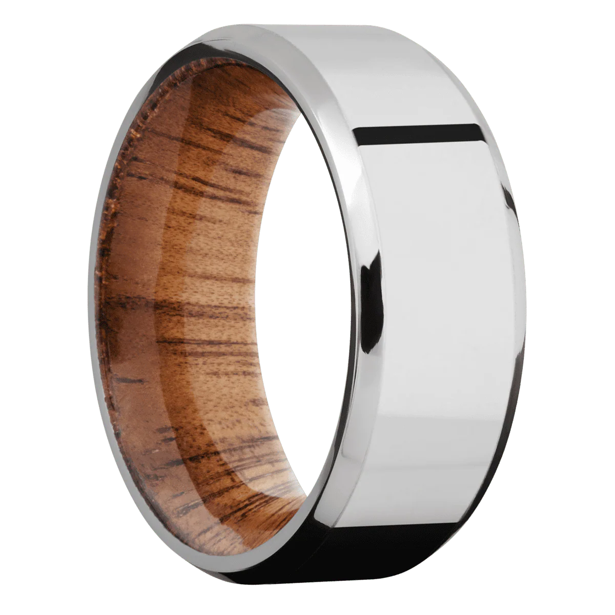 10K White Gold + Polish , Polish Finish + Koa