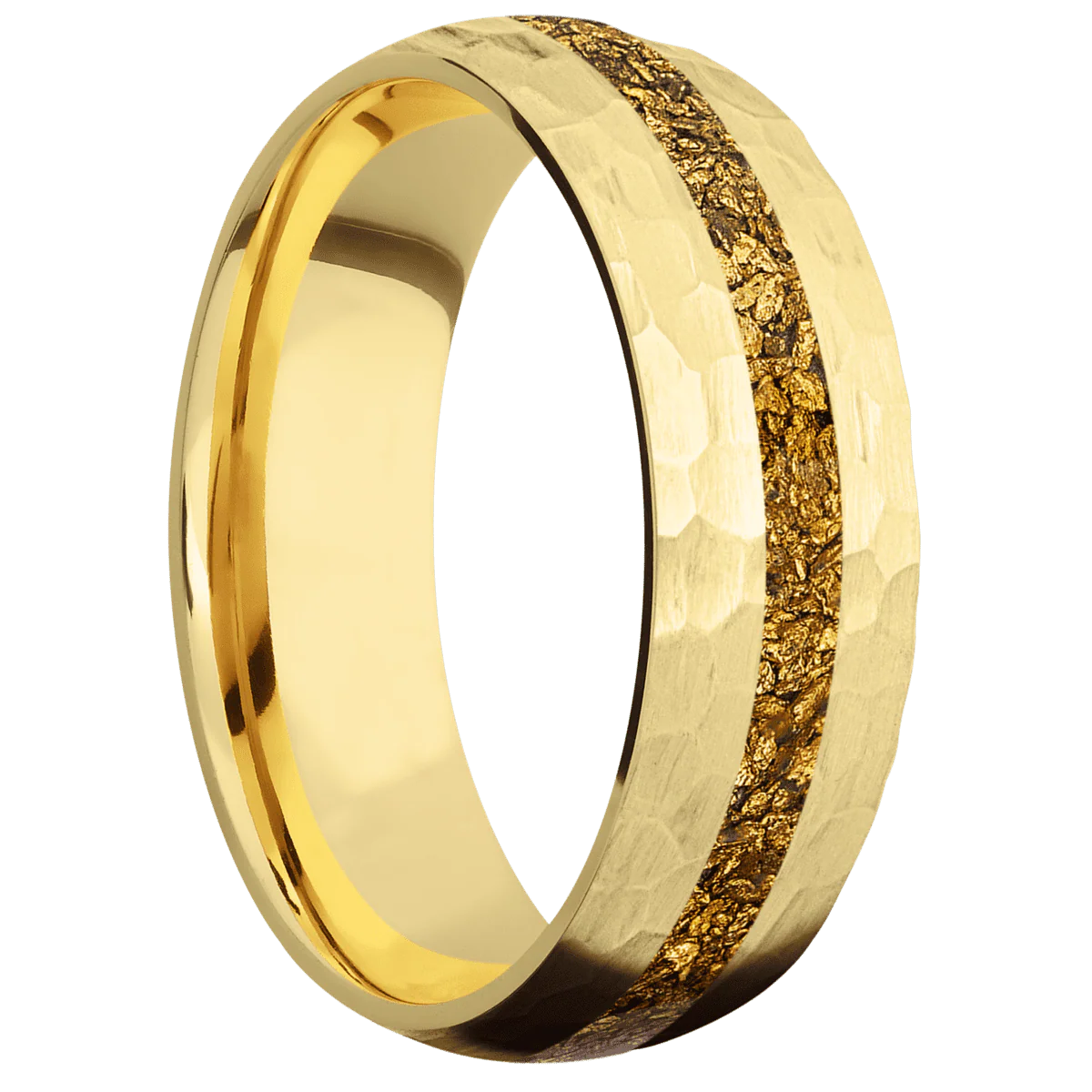 10K Yellow Gold + Hammer Finish