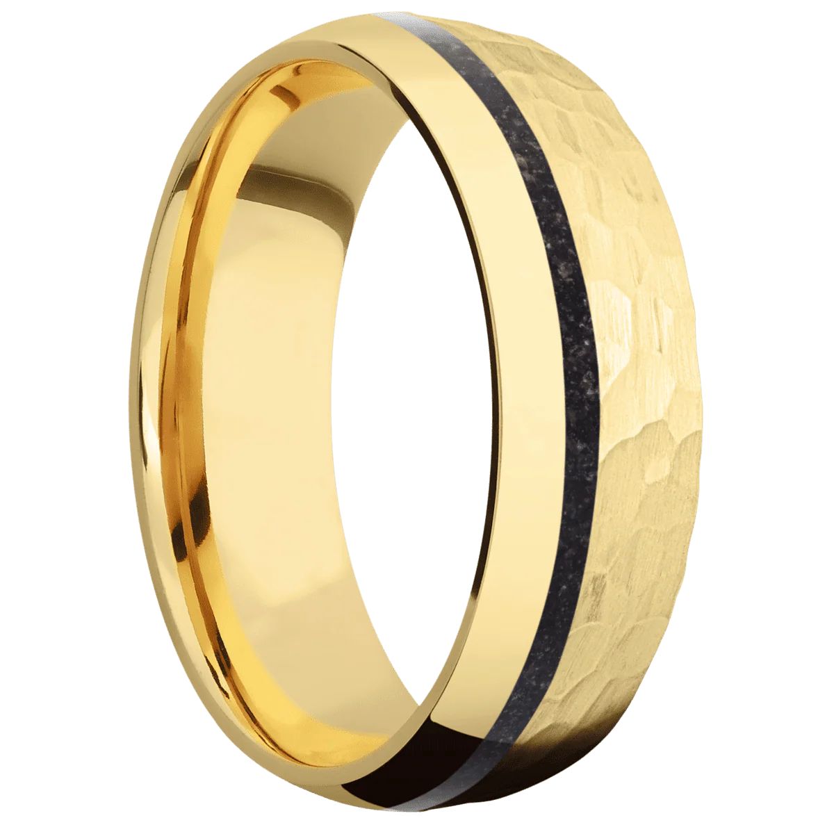 10K Yellow Gold + Hammer , Polish Finish