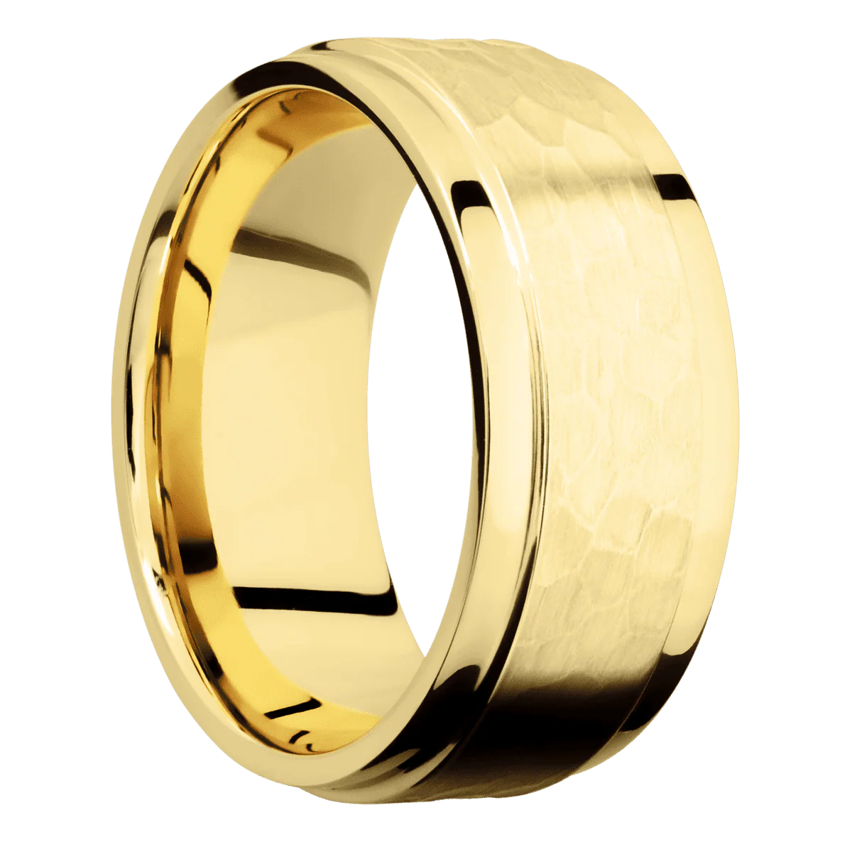 10K Yellow Gold + Hammer , Polish Finish