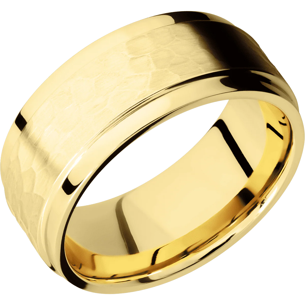 10K Yellow Gold + Hammer , Polish Finish - Image 2