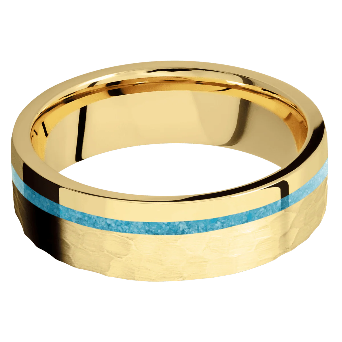 10K Yellow Gold + Hammer , Polish Finish - Image 3