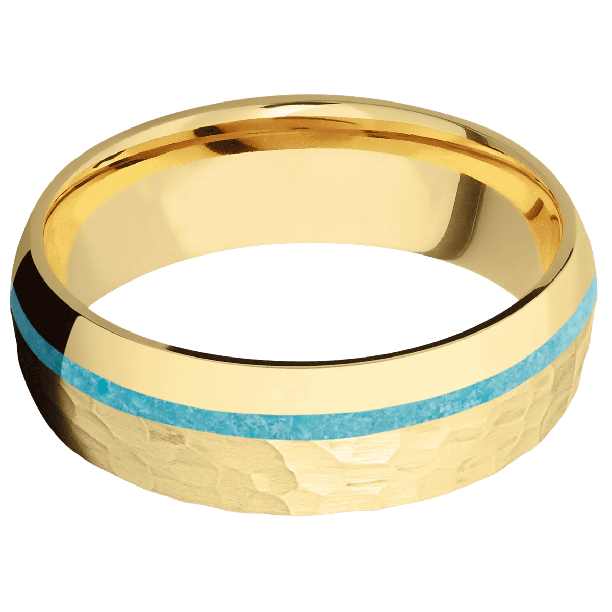 10K Yellow Gold + Hammer , Polish Finish - Image 3