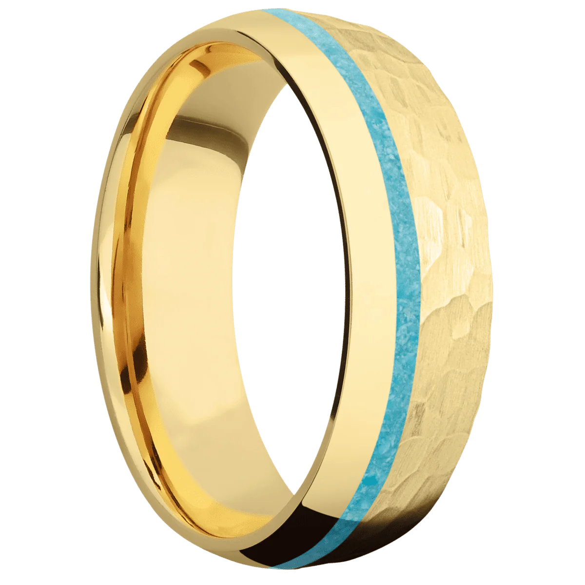 10K Yellow Gold + Hammer , Polish Finish