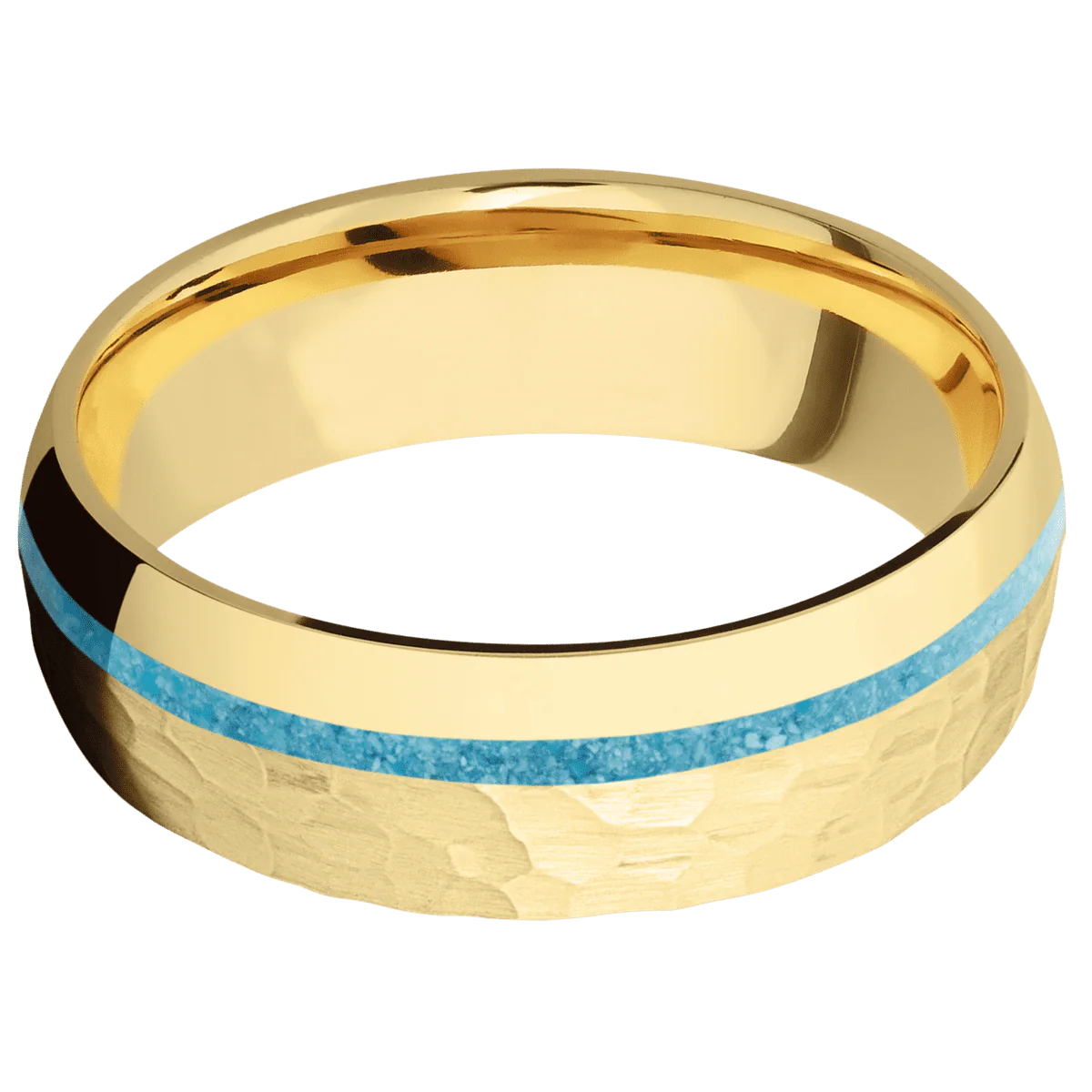 10K Yellow Gold + Hammer , Polish Finish - Image 3