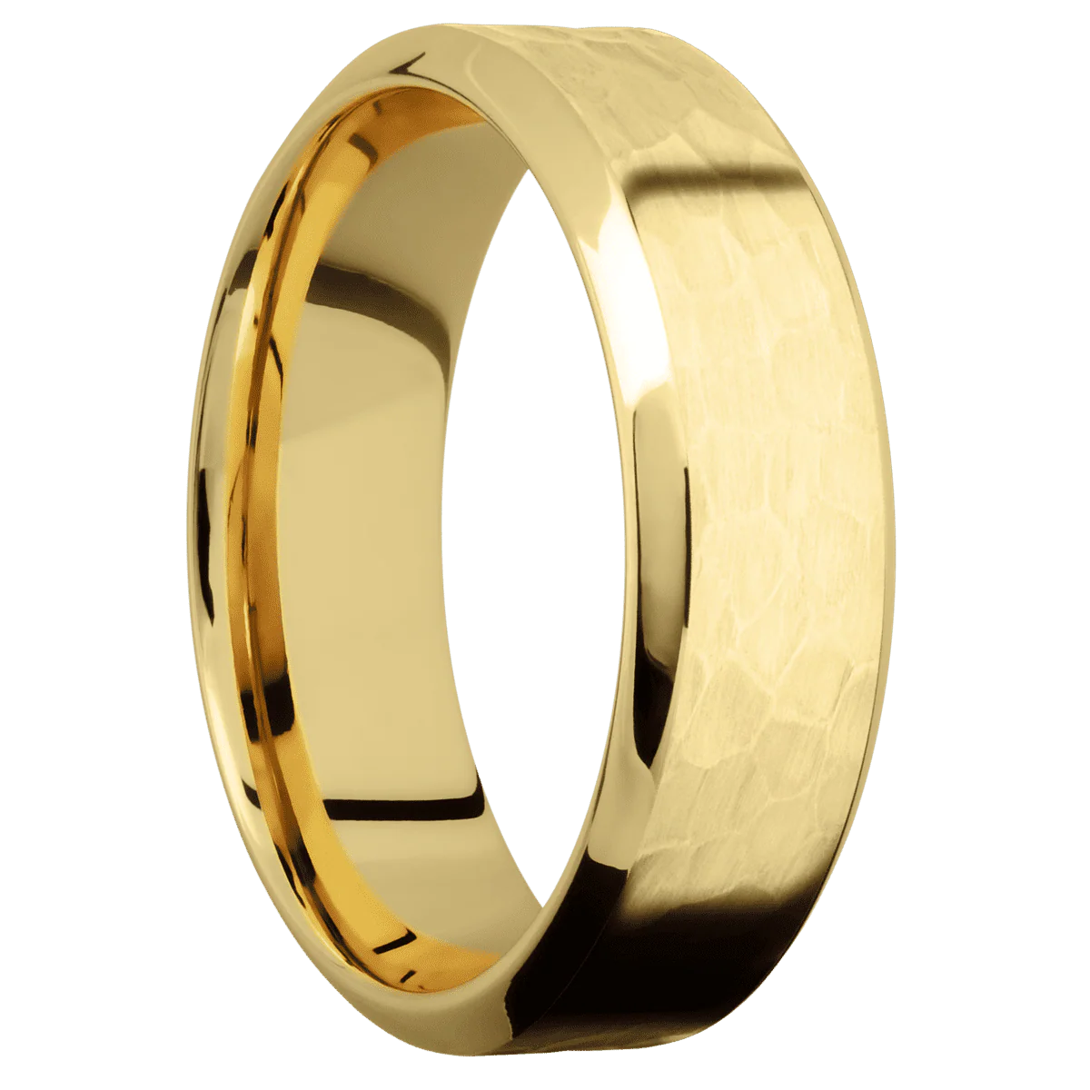 10K Yellow Gold + Hammer , Polish Finish
