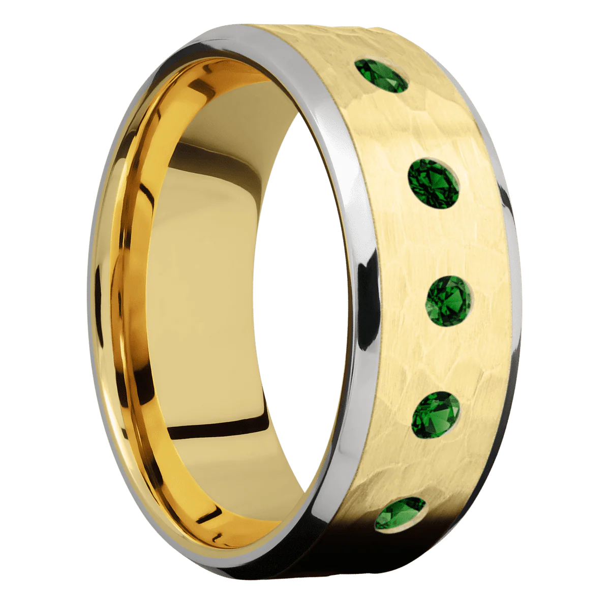 10K Yellow Gold + Hammer , Sand Finish