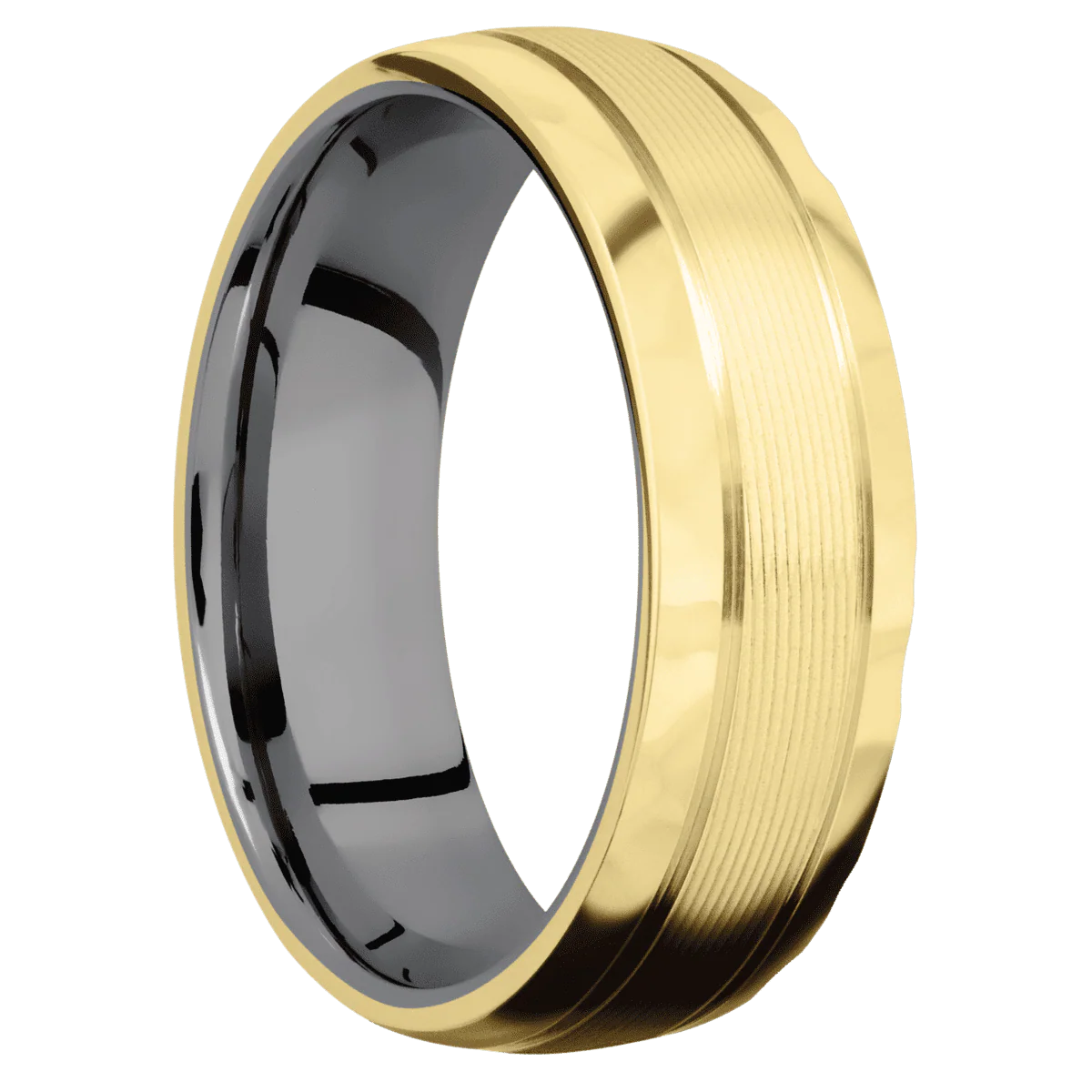 10K Yellow Gold + Machine , Rockpolish Finish + Tantalum