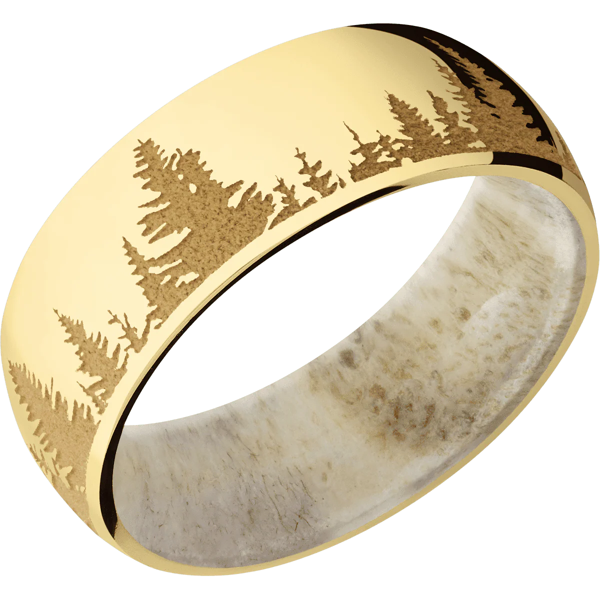 10K Yellow Gold + Polish Finish + Antler - Image 2