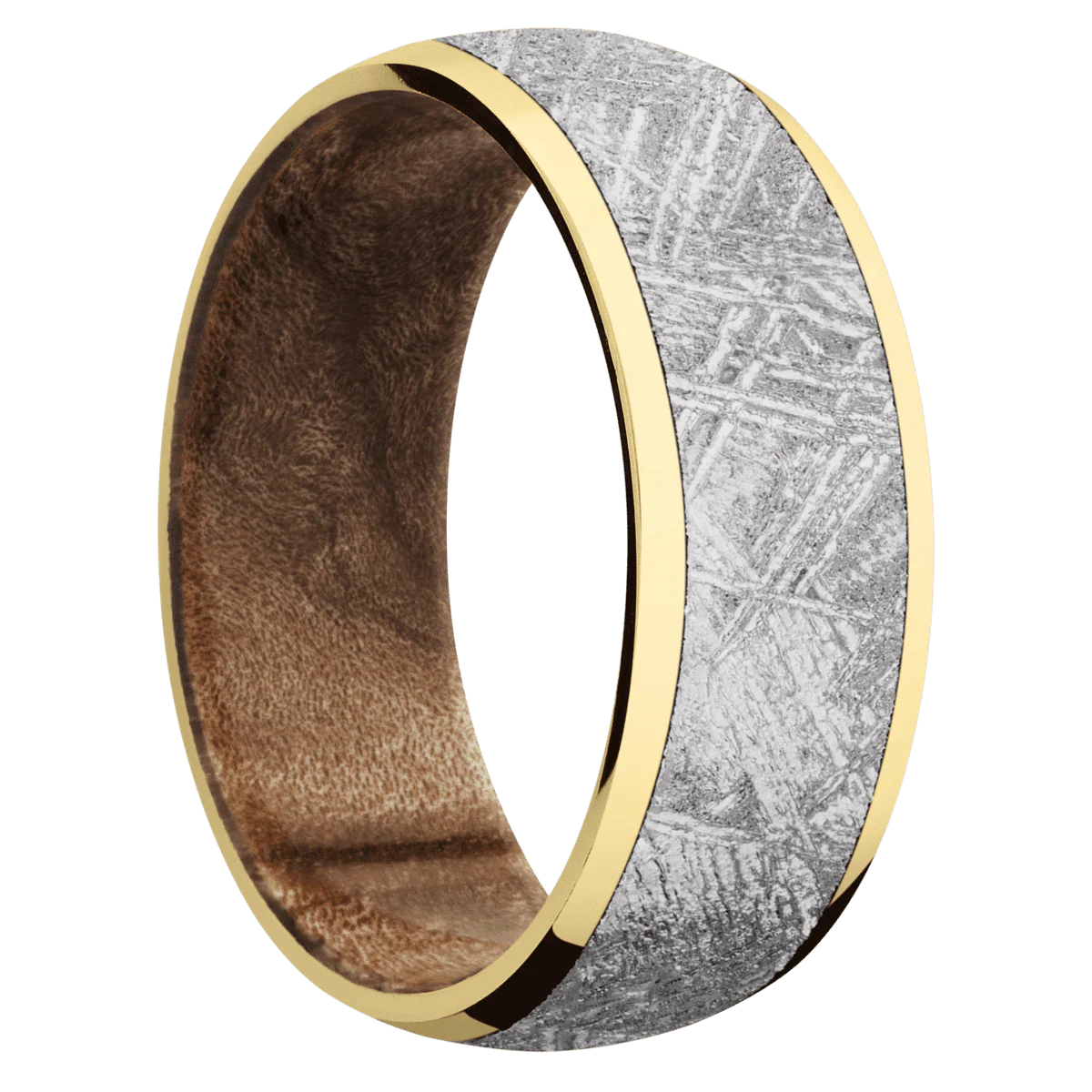 10K Yellow Gold + Polish Finish + Maple Burl