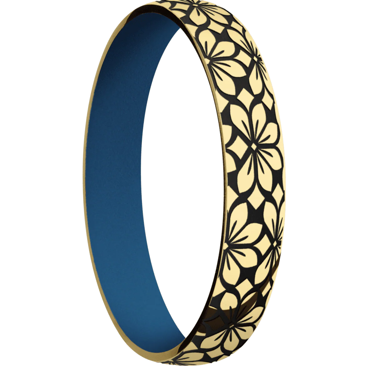 10K Yellow Gold + Polish Finish + Ridgeway Blue