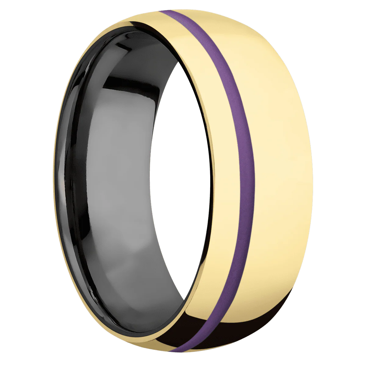 10K Yellow Gold + Polish , Polish Finish + Zirconium