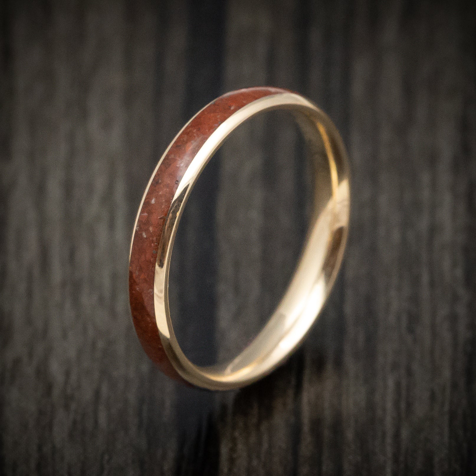 Yellow Gold and Dinosaur Bone Men's Ring Custom Made - Image 4