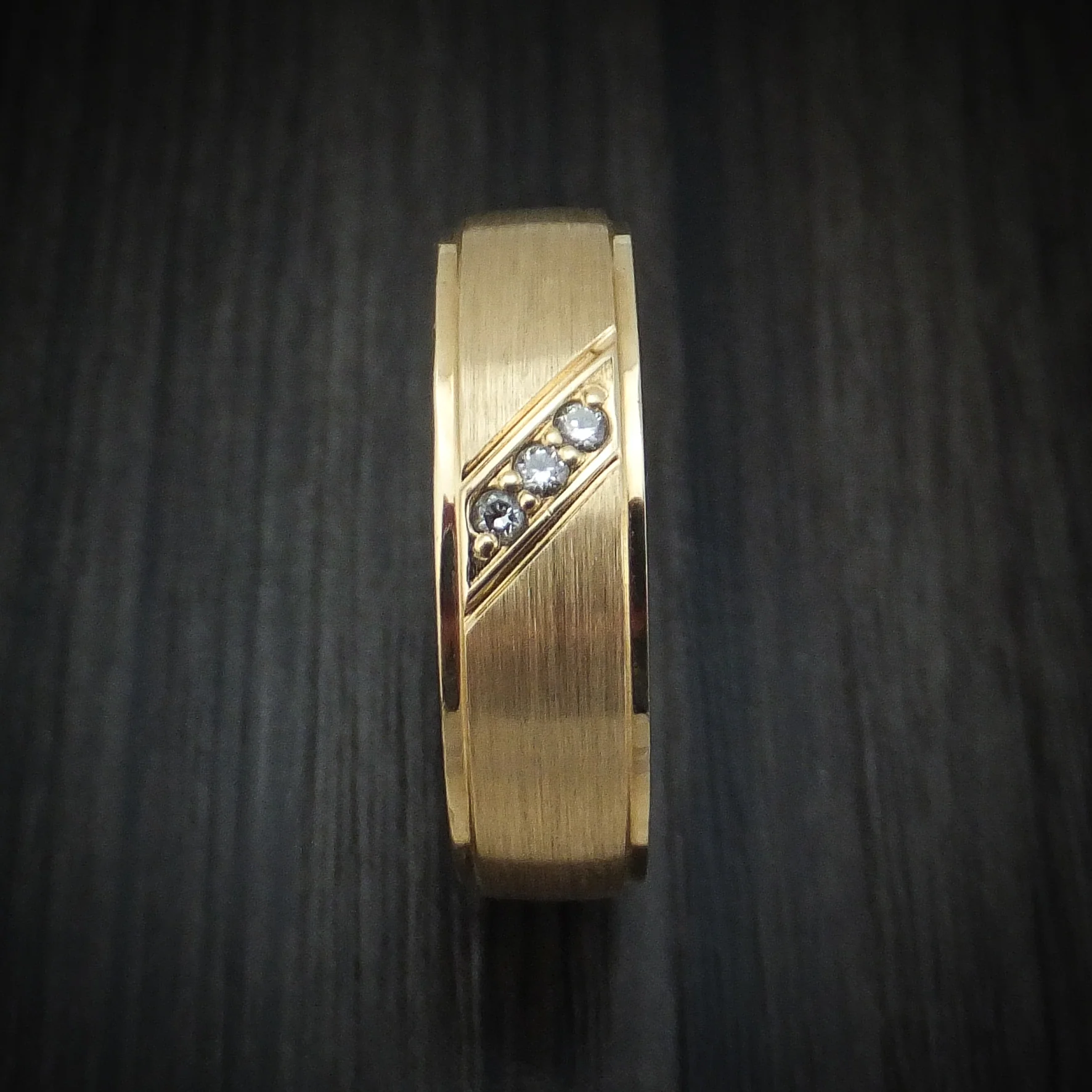 14K Gold and Lab Diamond Men's Ring with Wood Sleeve - Image 3