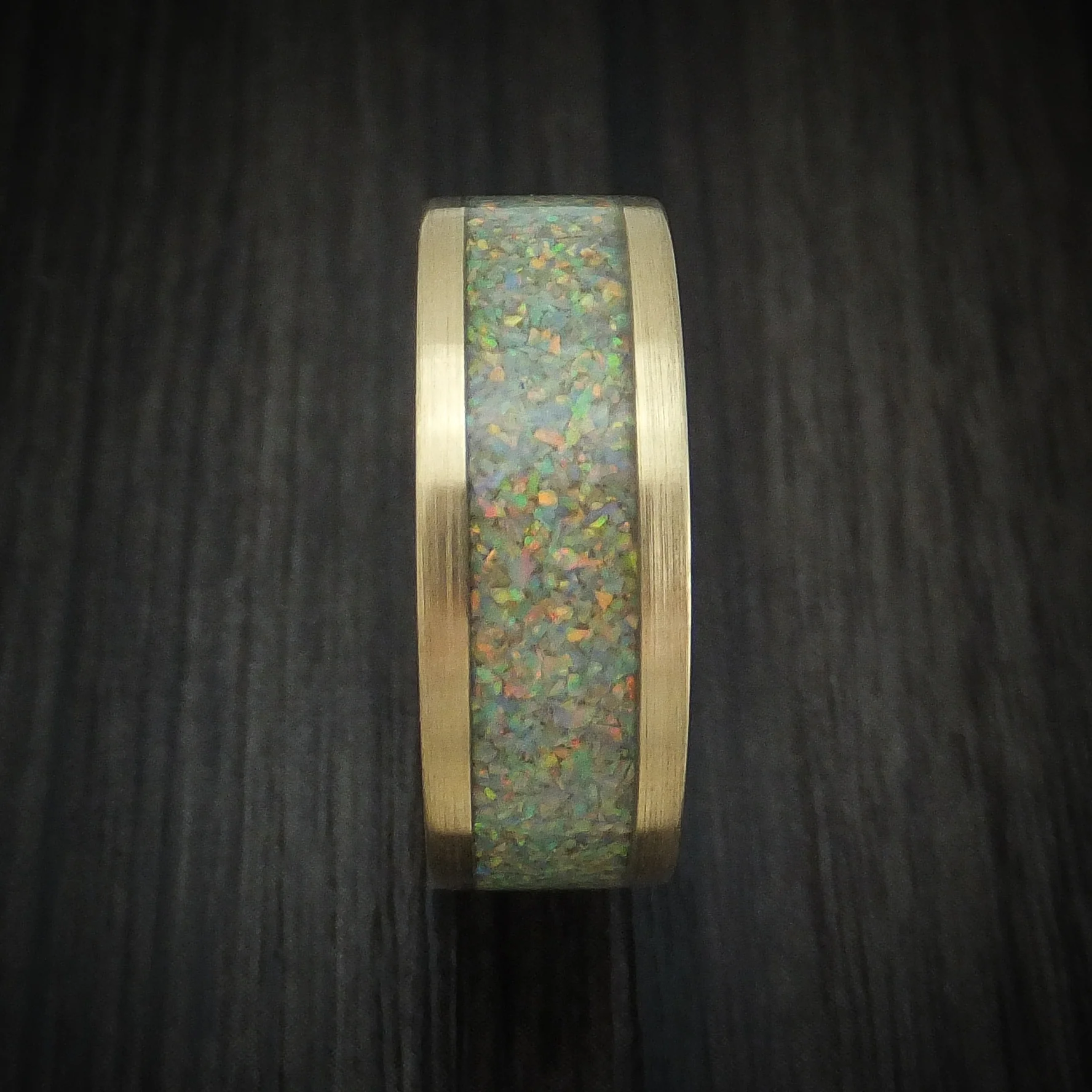Yellow Gold and Opal Custom Made Men's Band - Image 3