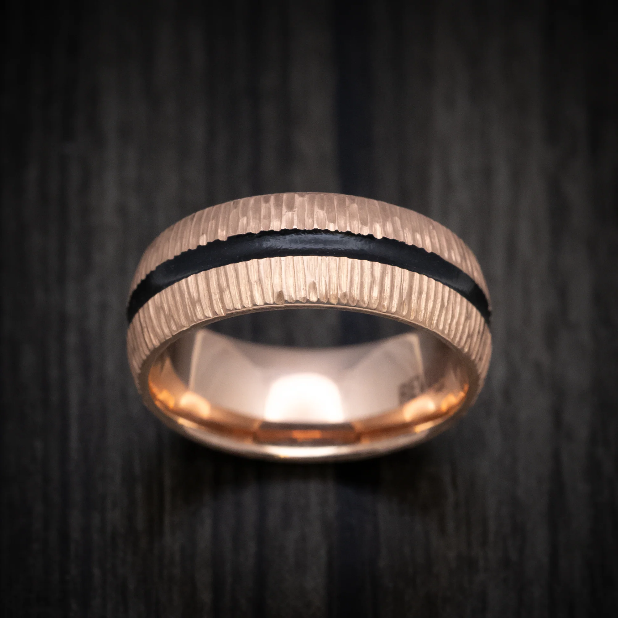 14K Gold Men's Ring with Cerakote Inlay Custom Made Band - Image 2