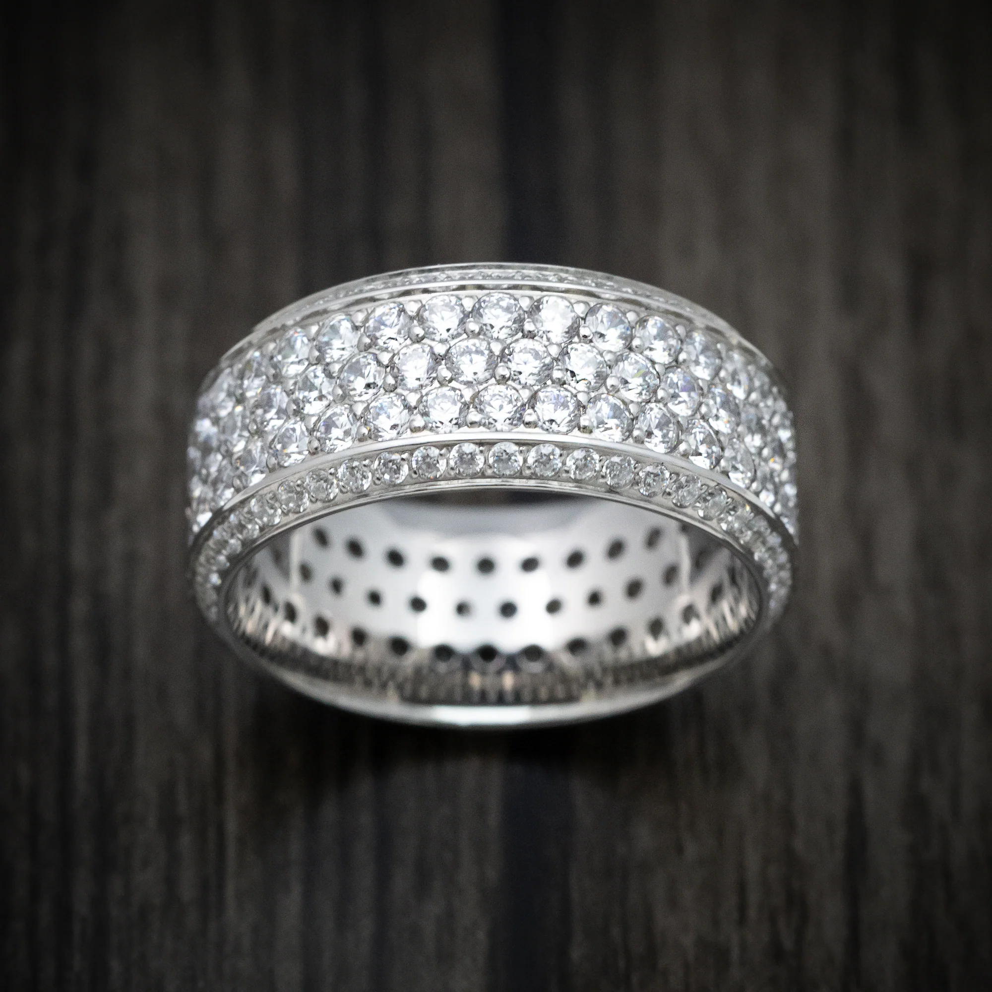 14K Gold Men's Ring with Eternity Lab Diamonds Custom Made Band - Image 2