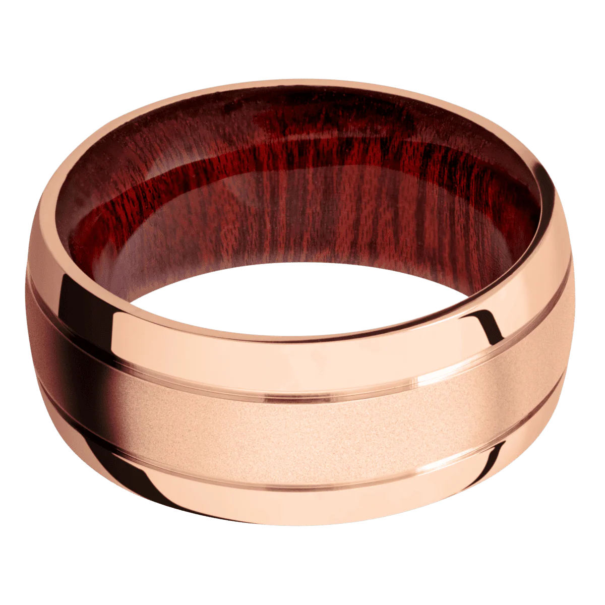 14K Rose Gold + Bead , Polish Finish + Blood Wood - Image 3