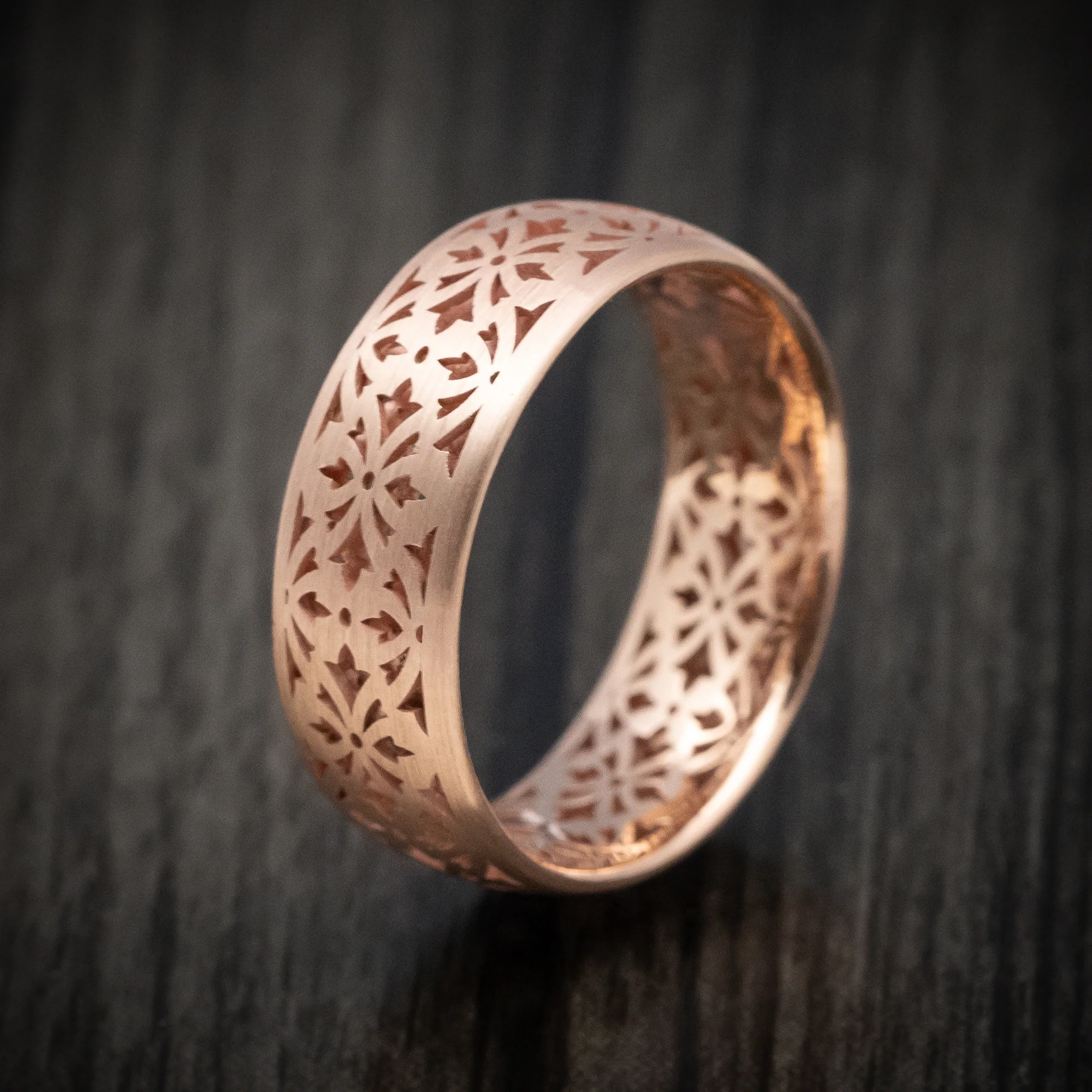 14K Rose Gold Cut-Through Band Custom Made Men's Ring - Image 4