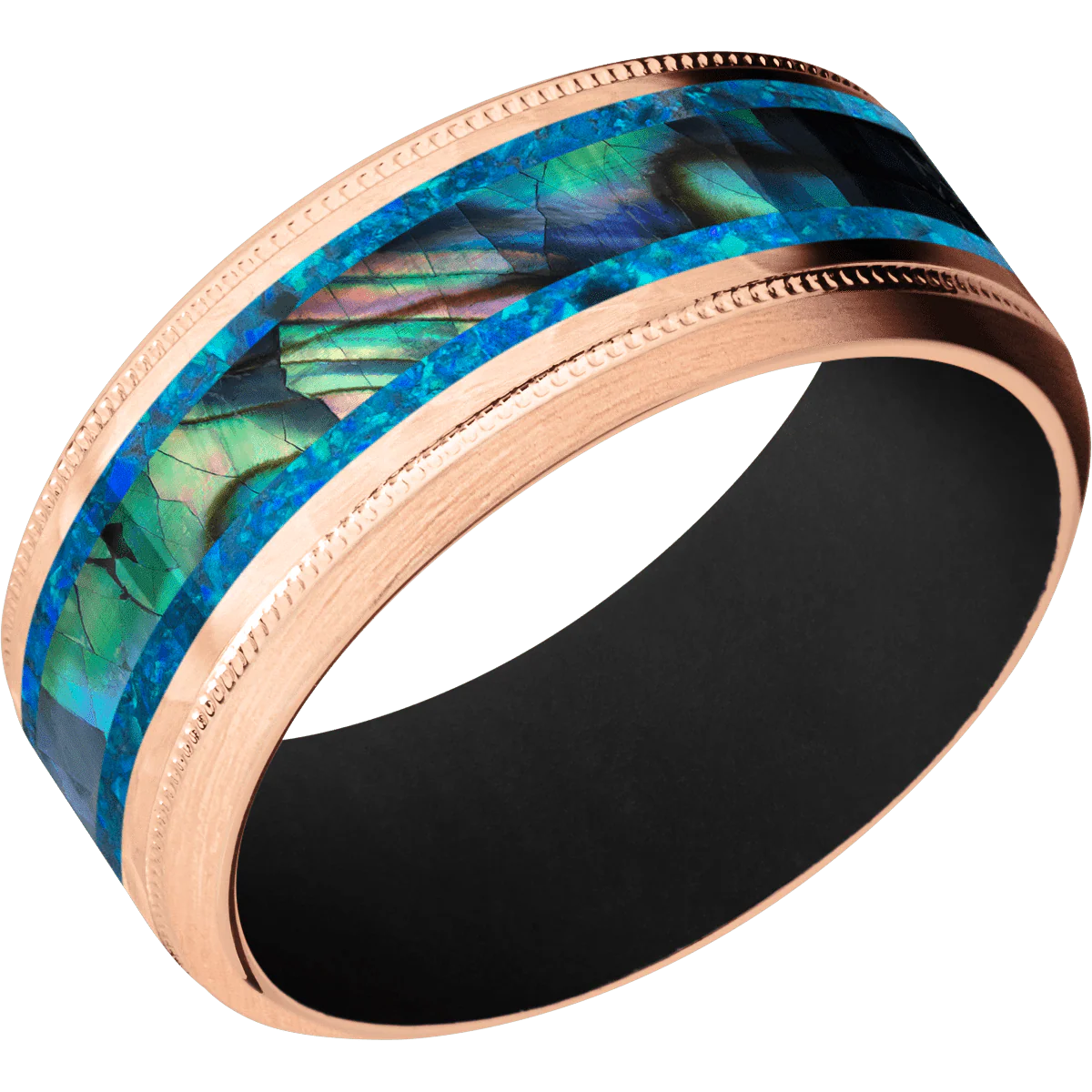 14K Rose Gold + Hammer , Satin Finish + Black - Image 2