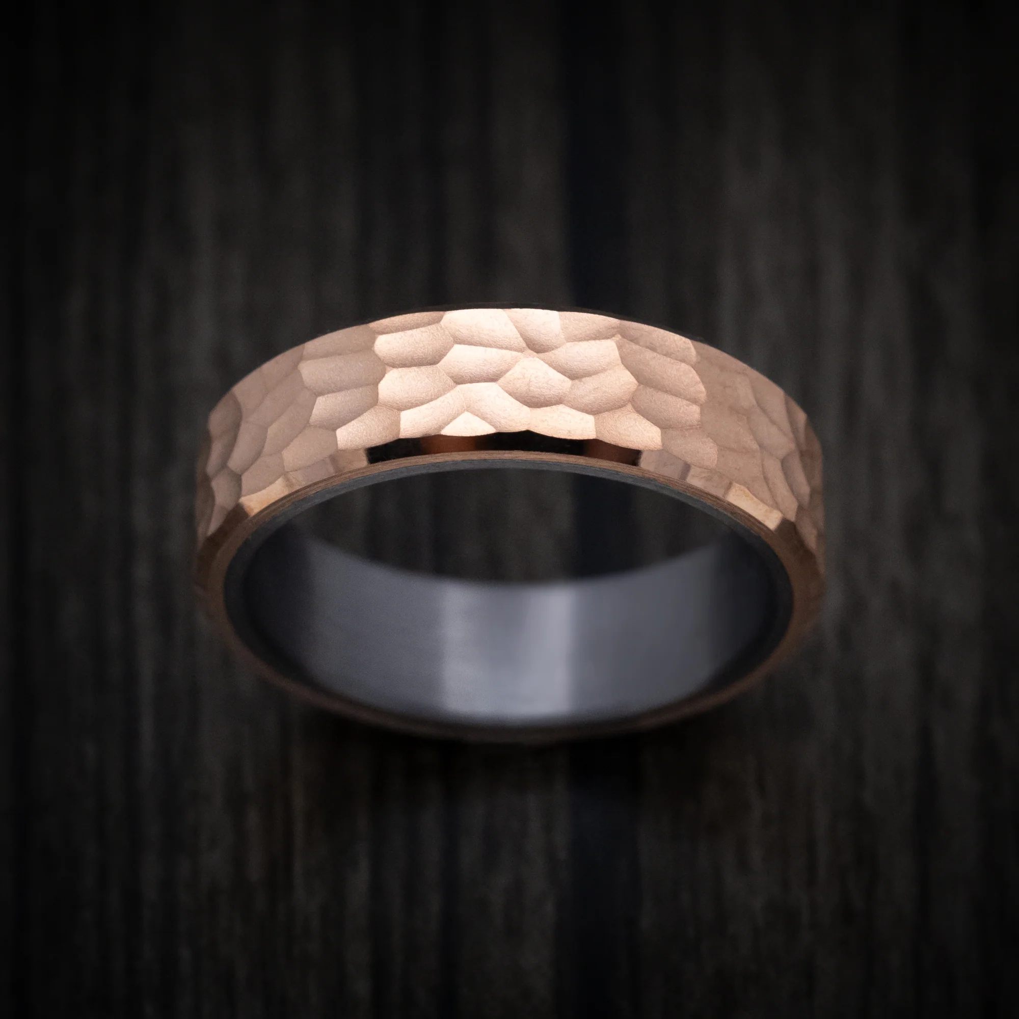 14K Rose Gold Men's Ring with Tantalum Sleeve - Image 2
