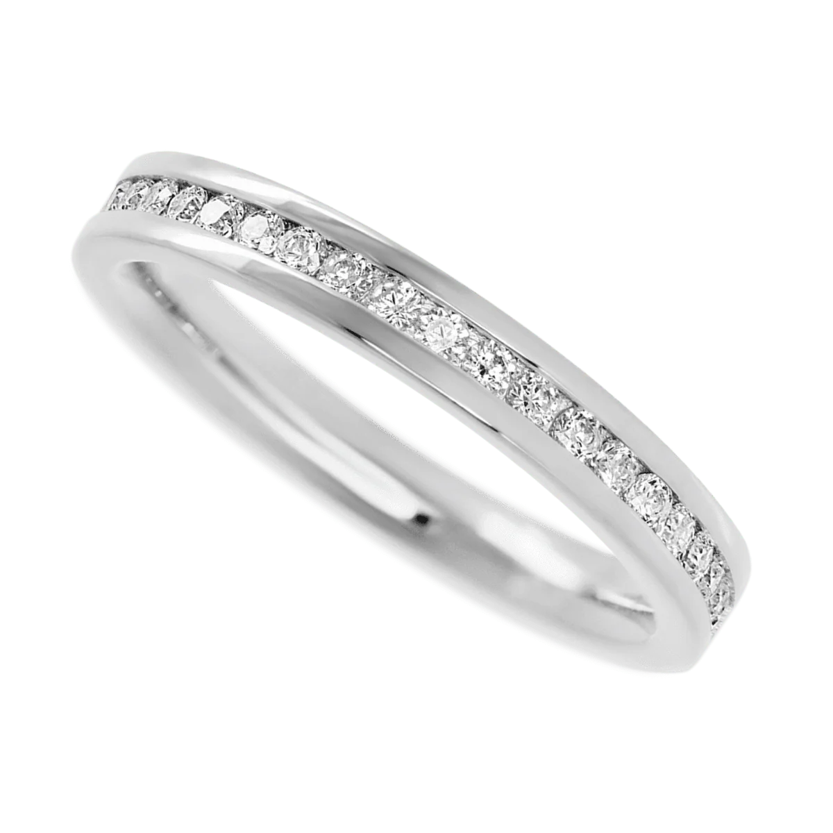 14K White Gold band with 21 Round Lab Grown Diamond having TCW-.32 - Image 3