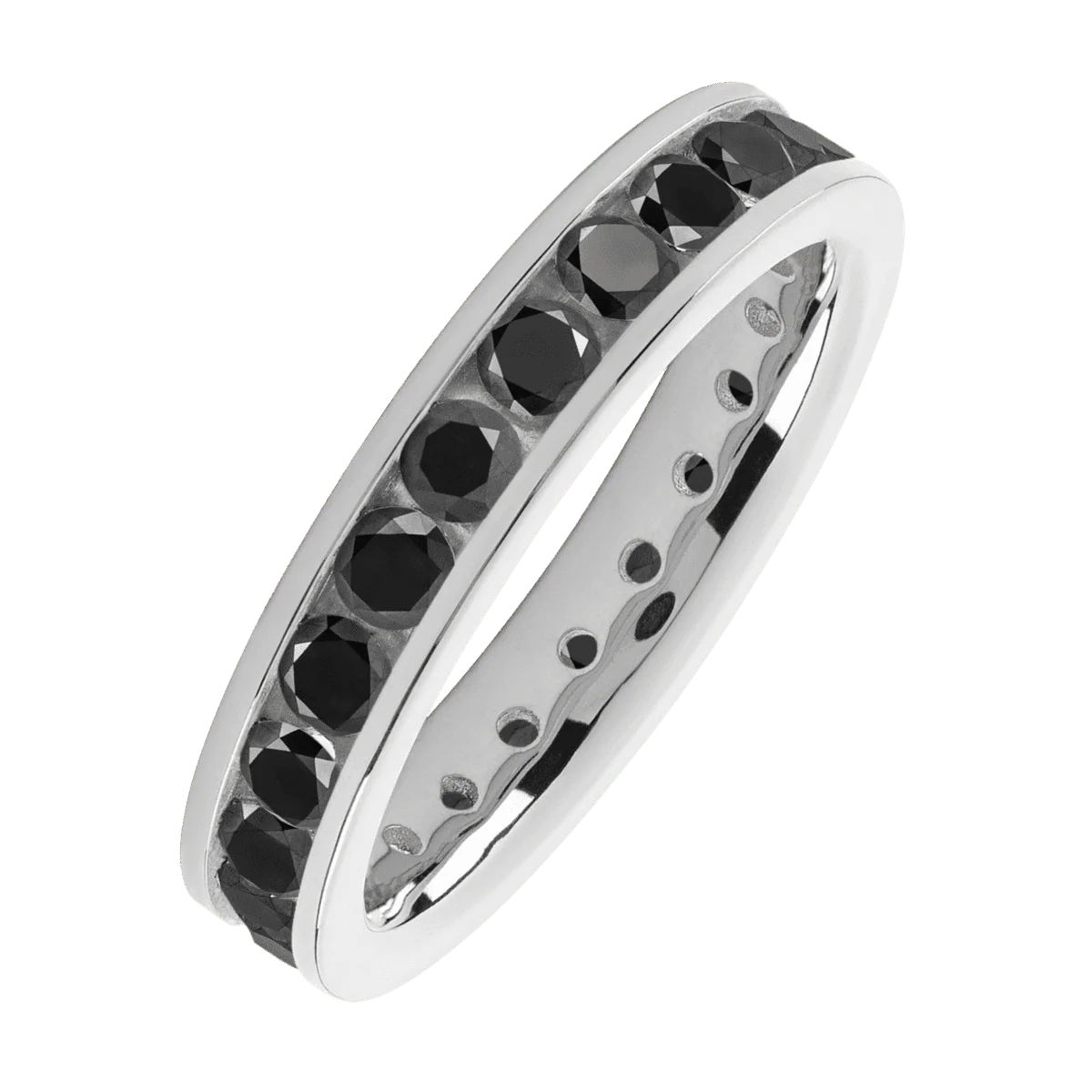 14K White Gold band with 23 Round Black Diamond having TCW-1.61