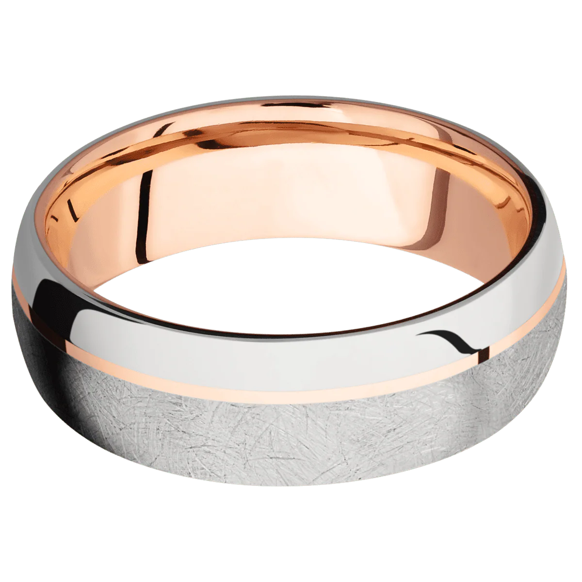 14K White Gold + Distressed , Polish Finish + 14K Rose Gold - Image 3
