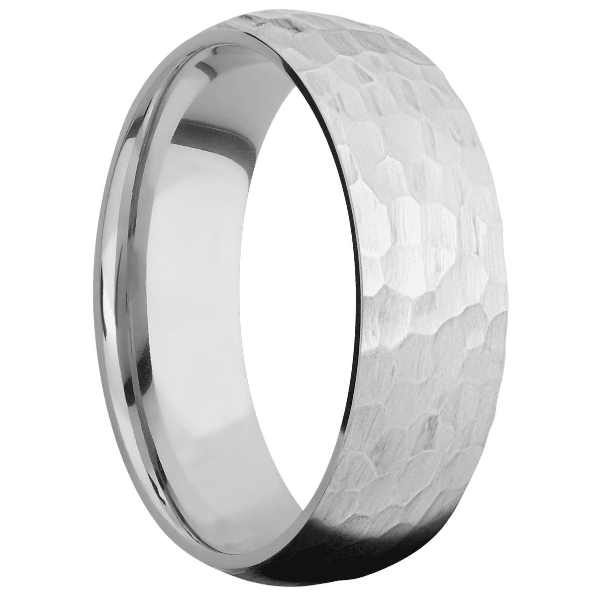14K White Gold + Hammer Finish