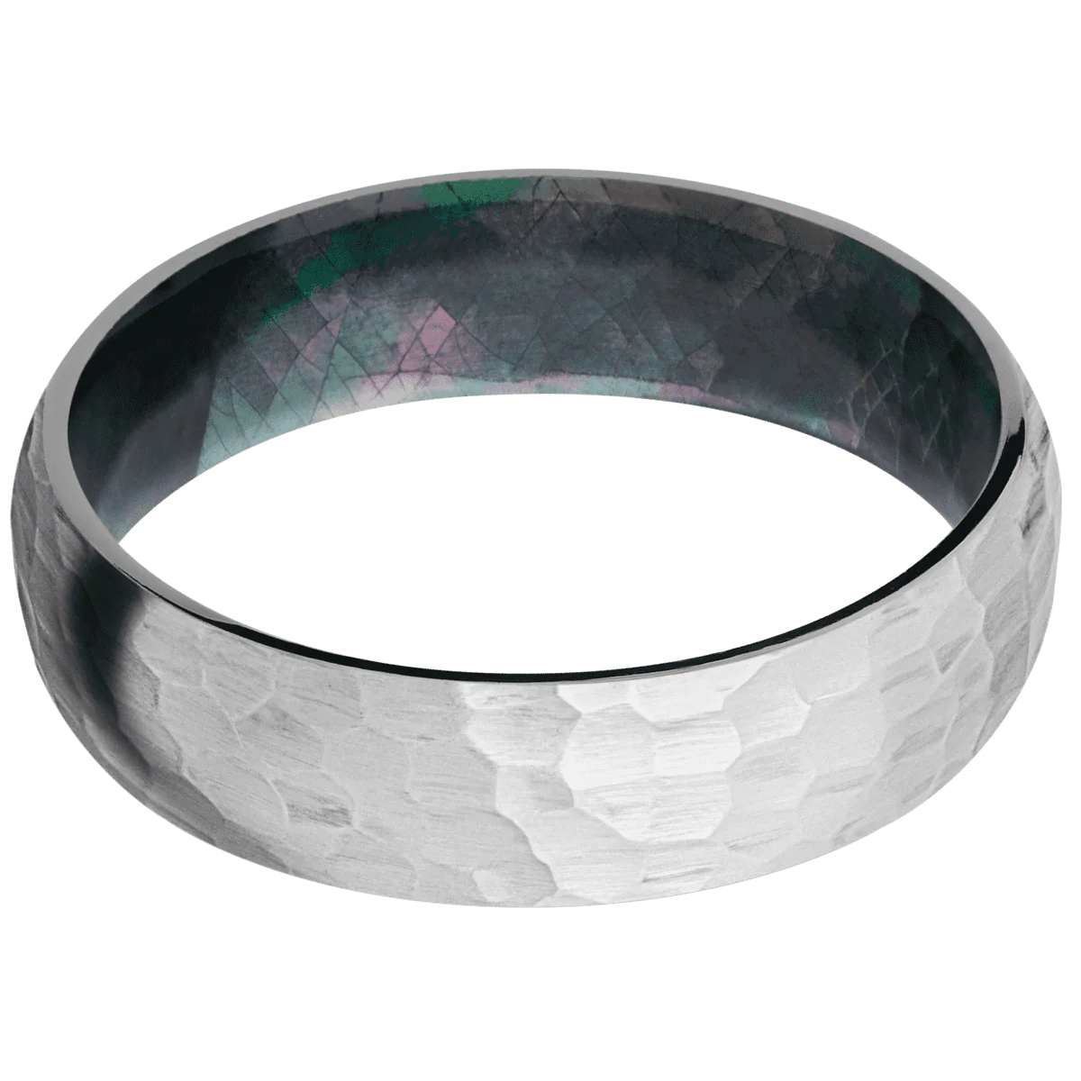 14K White Gold + Hammer Finish + Black Mother of Pearl - Image 3