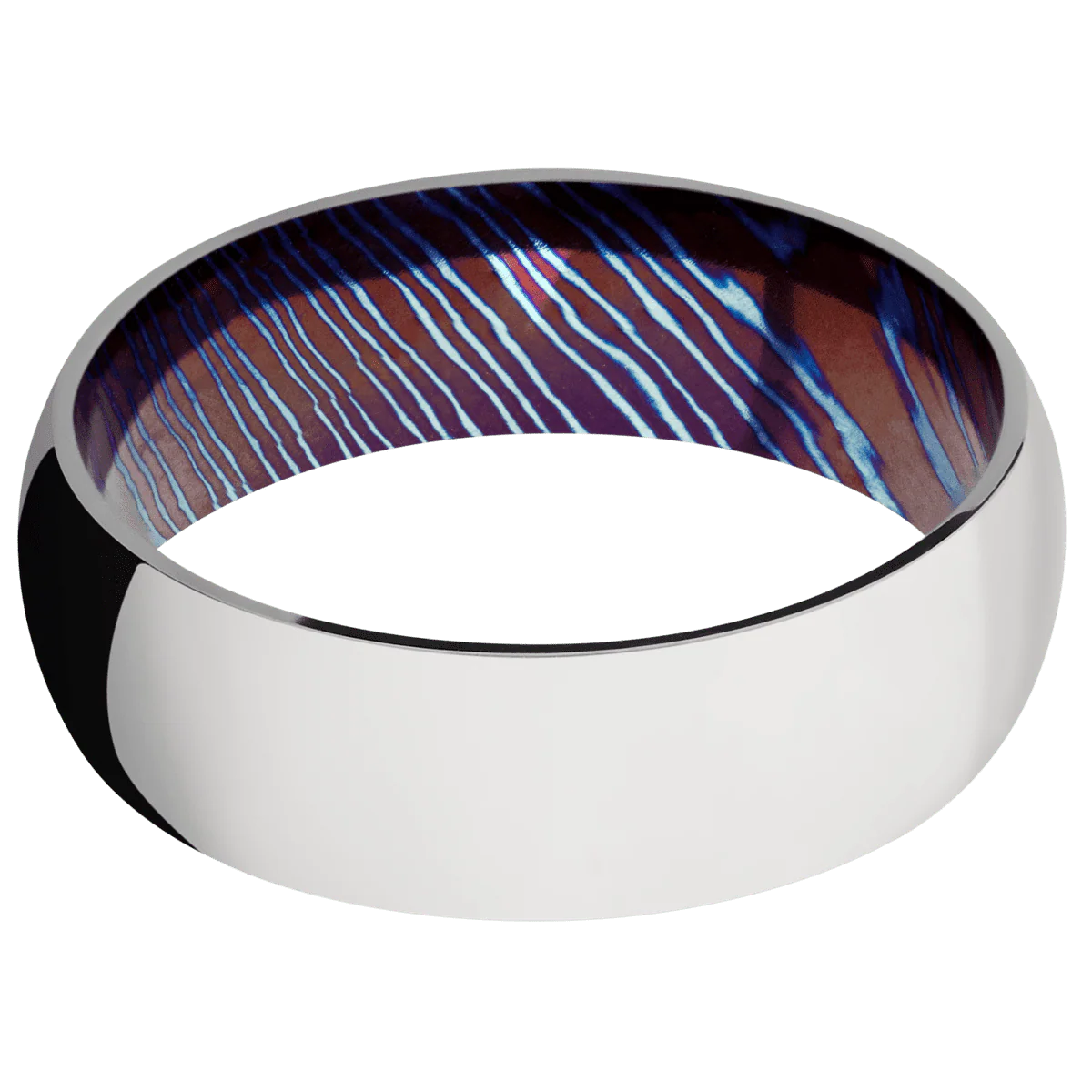 14K White Gold + Polish Finish + Titanium Damascus - Image 3