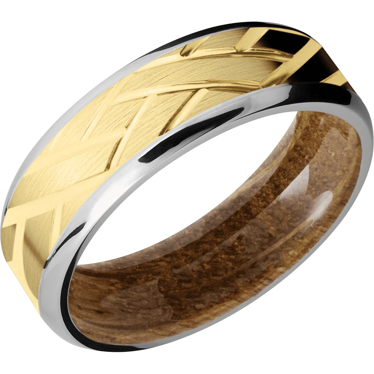 14K White Gold + Polish , Polish Finish + Whiskey Barrel - Image 2