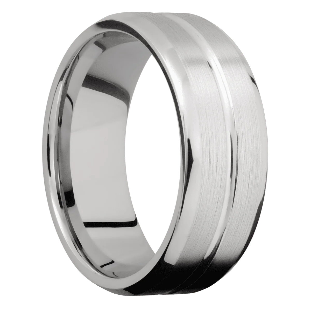 14K White Gold + Polish , Satin Finish