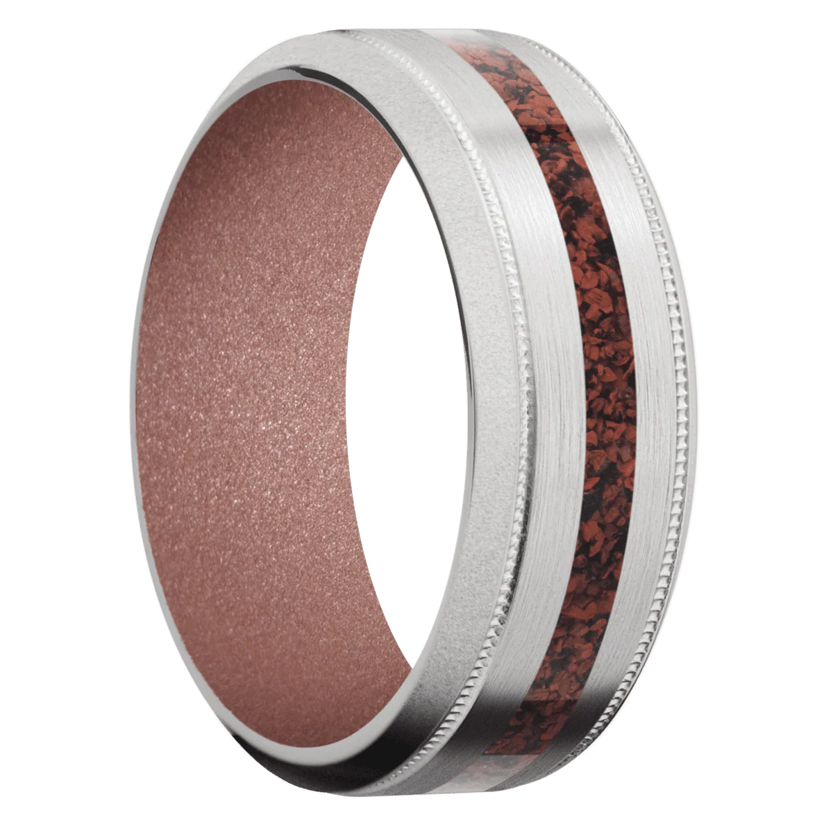 14K White Gold + Satin , Bead Finish + Rose Gold