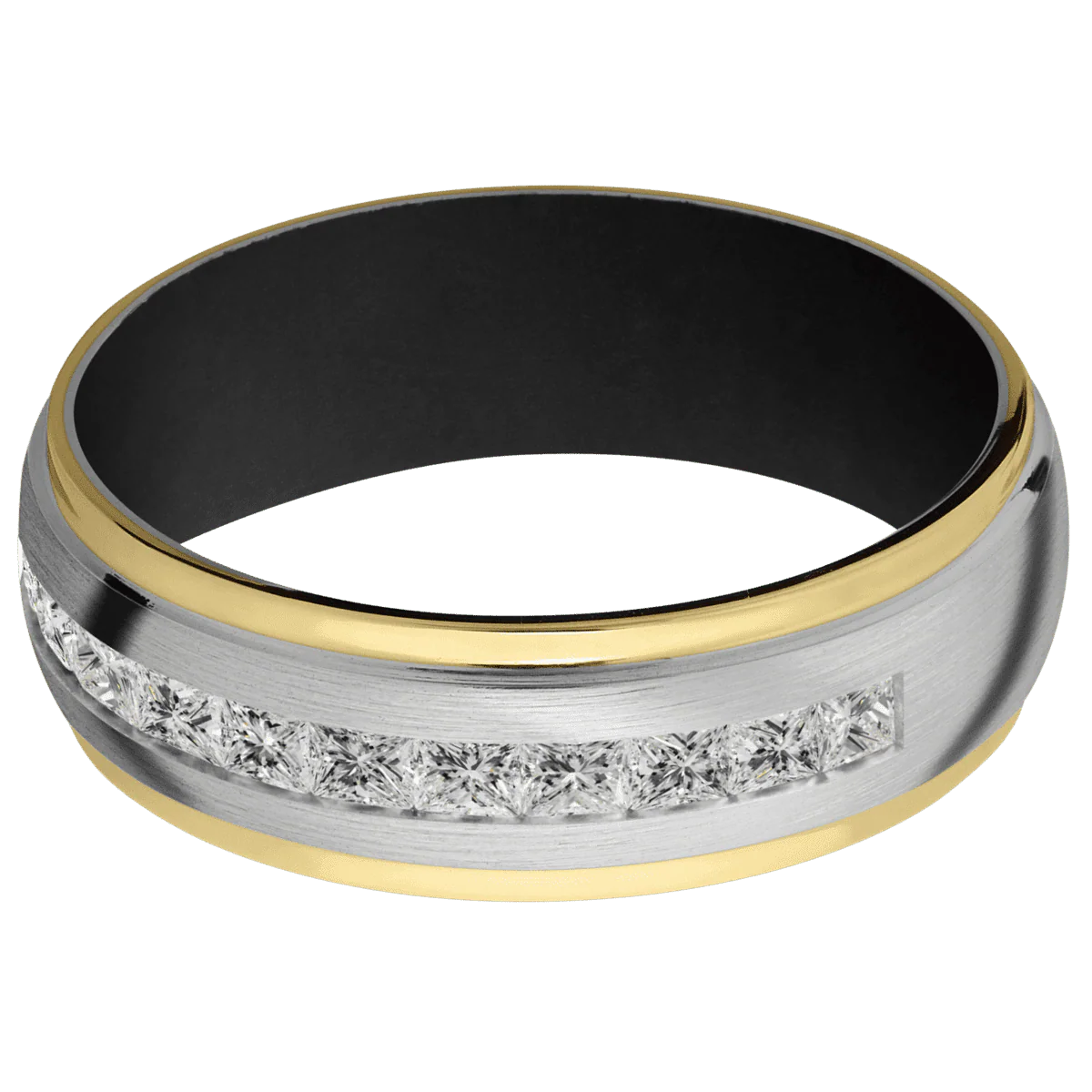 14K White Gold + Satin , Polish Finish + Black - Image 3