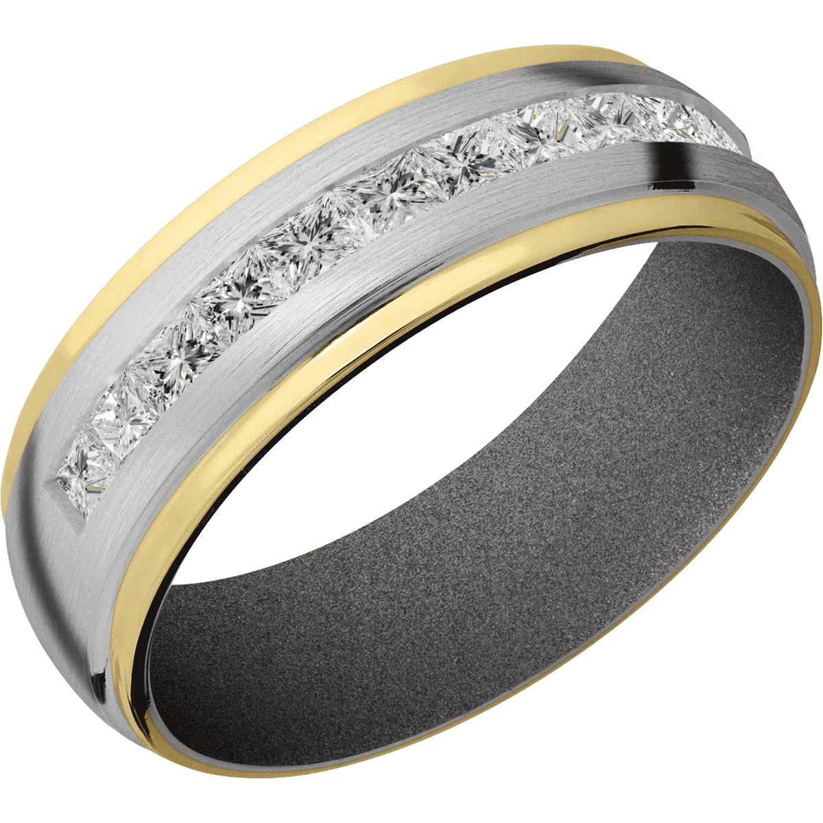 14K White Gold + Satin , Polish Finish + Gun Metal Grey - Image 2