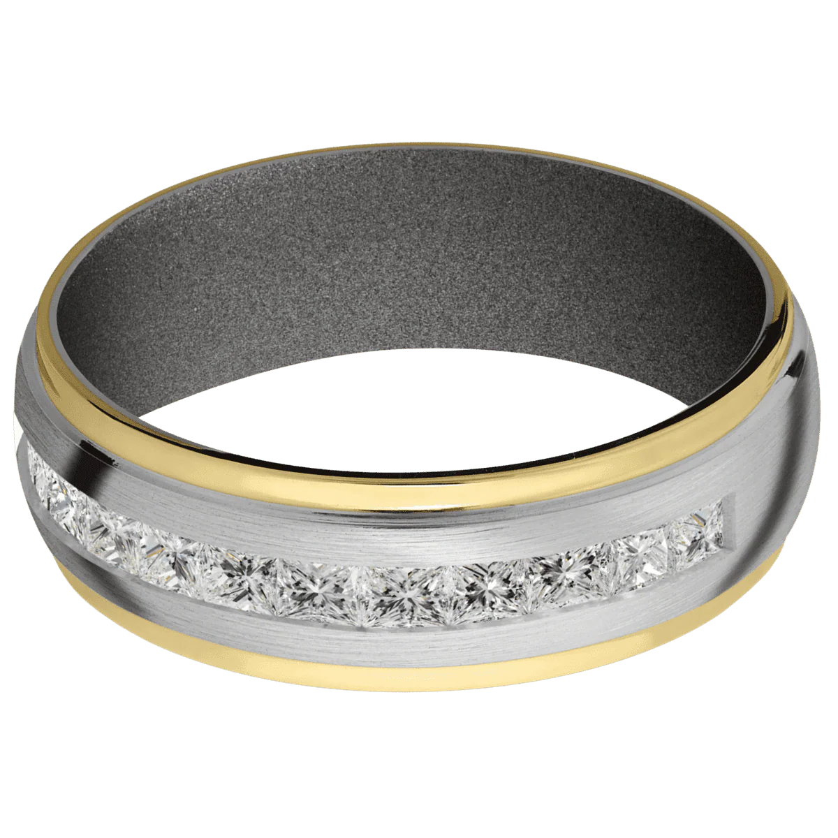 14K White Gold + Satin , Polish Finish + Gun Metal Grey - Image 3