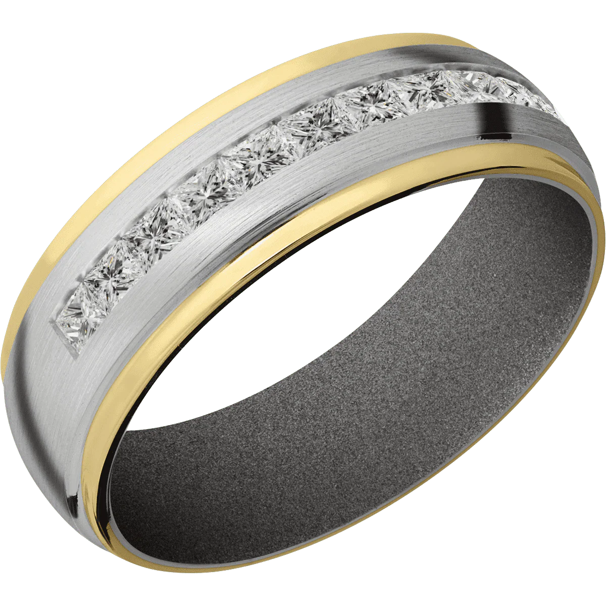 14K White Gold + Satin , Polish Finish + Gun Metal Grey - Image 2