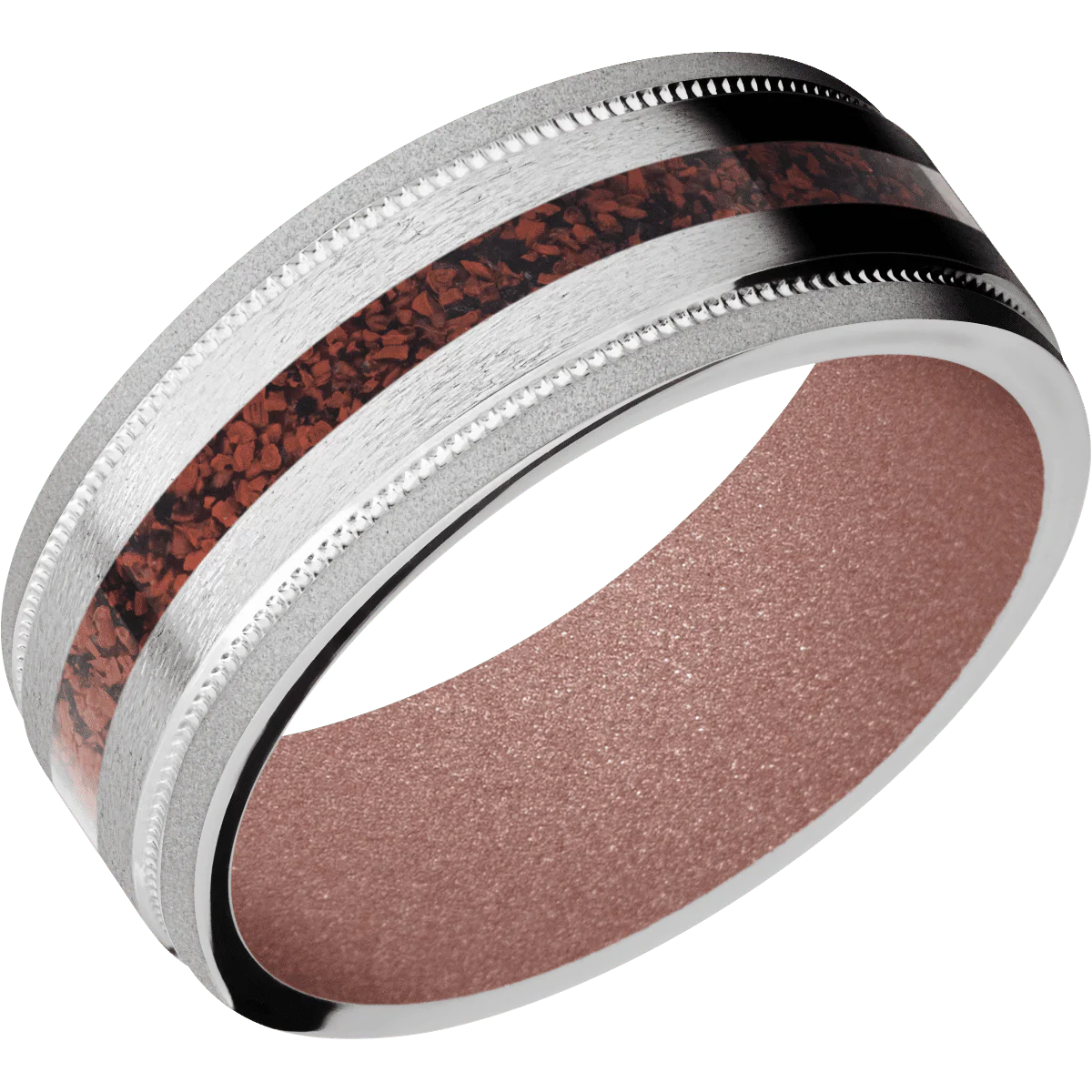 14K White Gold + Stone , Sand Finish + Rose Gold - Image 2