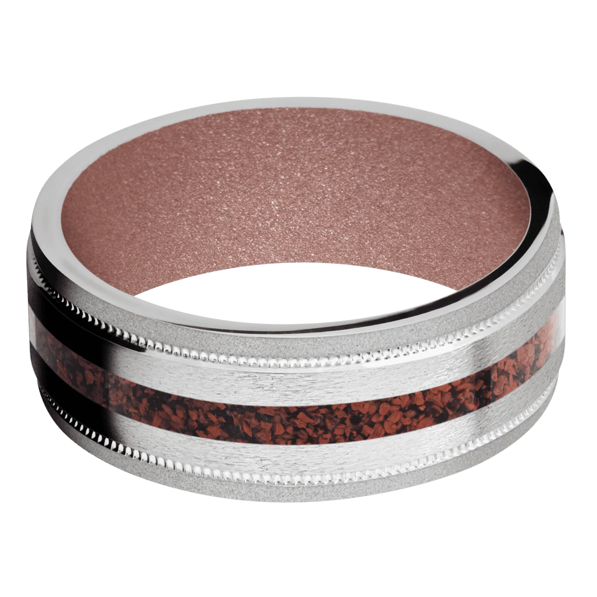14K White Gold + Stone , Sand Finish + Rose Gold - Image 3