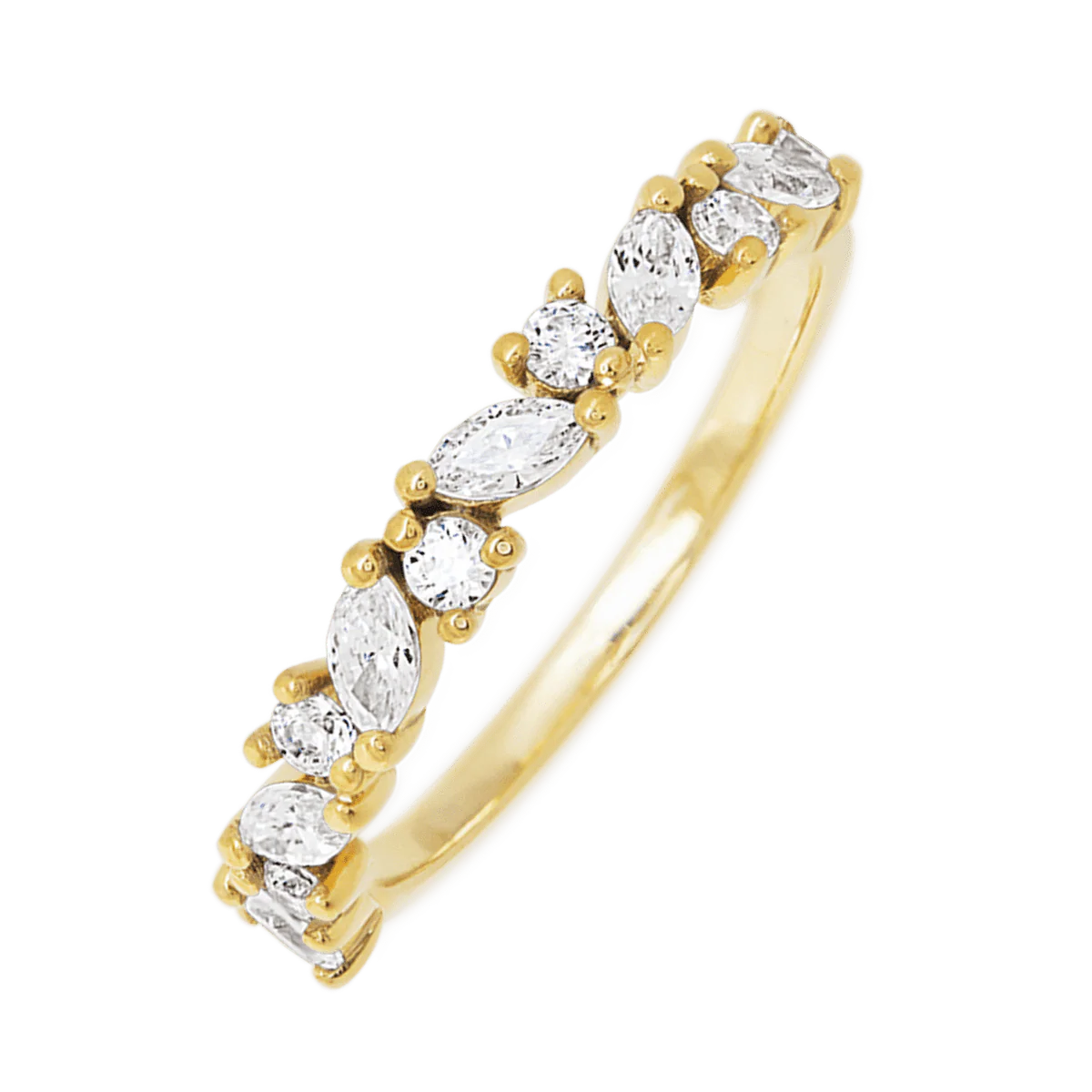 14K Yellow Gold band with 7 Round and 6 Marquise Lab Grown Diamond having TCW-.81