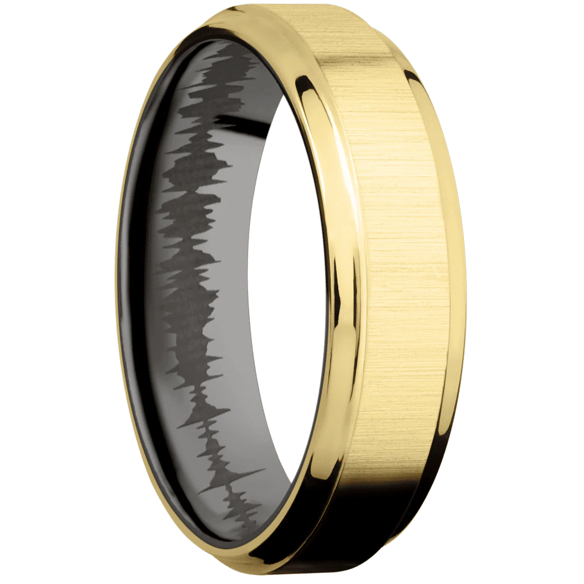 14K Yellow Gold + Crosssatin , Polish Finish + Tantalum Noir