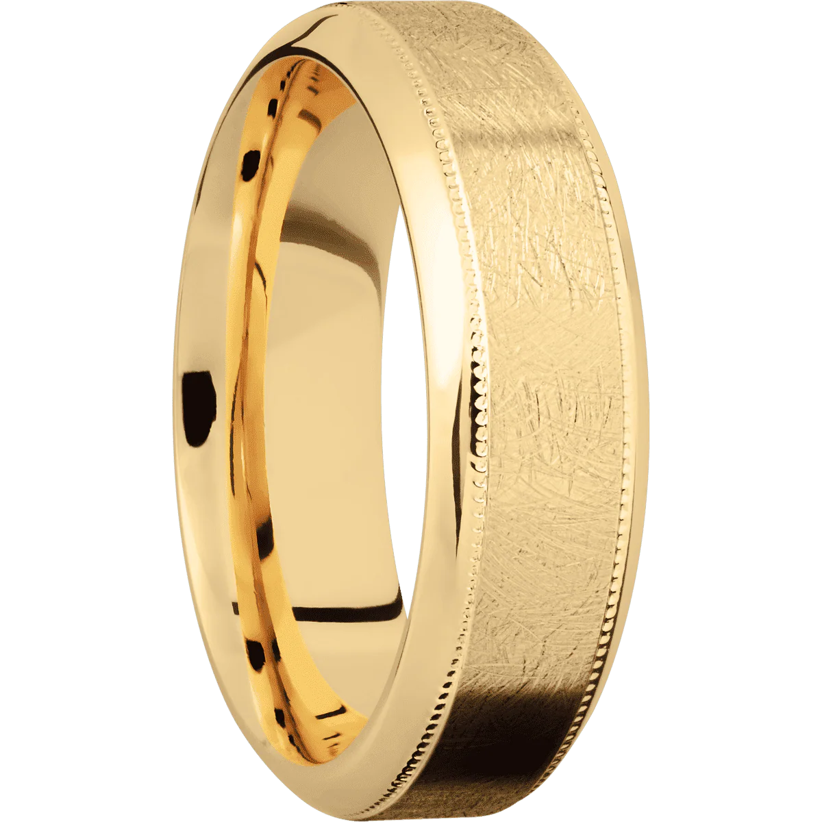 14K Yellow Gold + Distressed , Polish Finish