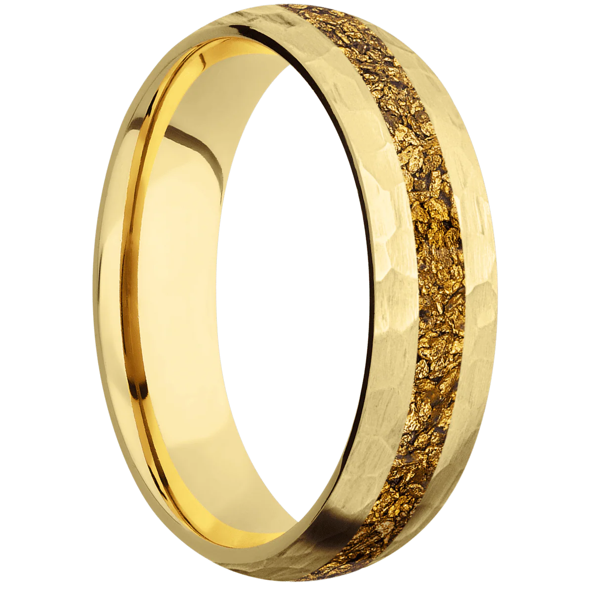 14K Yellow Gold + Hammer Finish