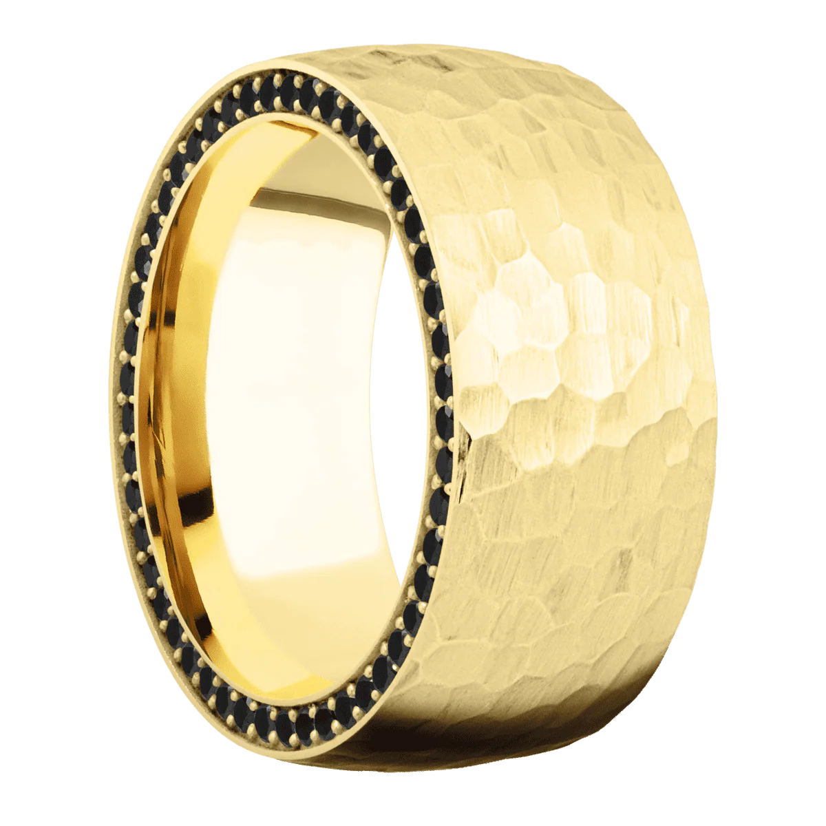 14K Yellow Gold + Hammer Finish