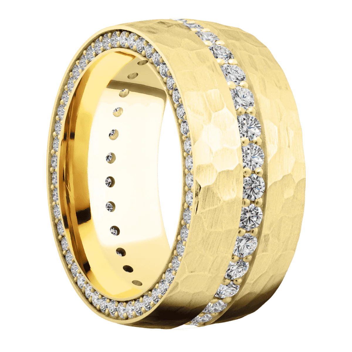 14K Yellow Gold + Hammer Finish
