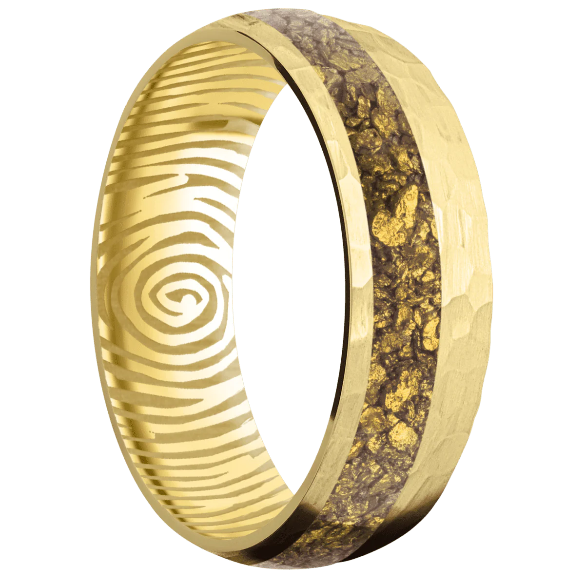14K Yellow Gold + Hammer , Hammer Finish